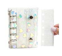 Couverture de planification colorée - Protection de carnet en PVC transparent en forme de cœur - Protection de journal réutilisable avec fermeture à bouton pour une utilisation dans les études