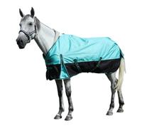 Couverture de pluie légère pour chevaux 0 g 1200D Ripstop Bleu sarcelle 2 m | Tapis d'extérieur pour cheval avec tissu Ripstop 1200D - Protection imperméable - Boucles de poitrine - Surfaix croisés et