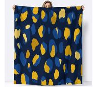 Couverture de Pois Irréguliers Bleus et Jaunes Canapé Lit, Plaid de Art Abstrait Chaise Douce Jeté en Flanelle Imprimée - Couvertures Polaire Chaud Cadeau Décoration d'intérieur Maison, 130 x 150 cm