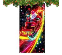 Couverture de porte 2D Père Noël phosphorescente Grande toile de | Housse de porte de maison 90 x 180 cm - Décoration d'intérieur pour jardin, cour, allée, porche, entrée, fête de vacances