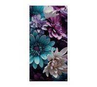 Couverture de porte à fleurs violettes et bleu sarcelle pour le printemps et l'été - Panneau de porche à suspendre - Décoration saisonnière pour porte d'entrée et porche