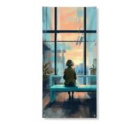 Couverture de porte abstraite moderne, bannière décorative, couleurs pastel douces pour intérieur et extérieur, décoration saisonnière d'automne 91,4 x 183 cm