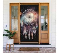 Couverture de porte attrape-rêves et étoiles Bannière de porte de bienvenue Décoration de porte de cour Bannière de fond photo Bannières de porche Printemps Été Saisonnier Décoration de fête Intérieur