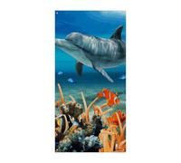 Couverture de porte bleue dauphins printemps été à suspendre drapeau porche panneau extérieur saisonnier vacances cour décoration pour porte d'entrée et porche