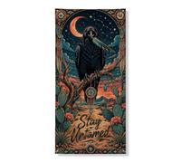 Couverture de porte bohème corbeau - Bannière décorative - Motif horizon nocturne mystique - Décoration de porte d'entrée, intérieur ou extérieur - Fournitures de vacances - 91,4 x 183 cm
