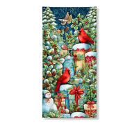 Couverture de porte cardinale de Noël, bannière décorative, oiseaux rouges festifs, pays des merveilles d'hiver, décoration de porte d'entrée, fournitures de décoration d'intérieur et d'extérieur