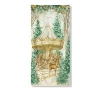 Couverture de porte carrousel vintage - Bannière décorative sur le thème des vacances - Décoration de porte d'entrée d'intérieur ou d'extérieur - Fournitures de fête de Noël - 91,4 x 183 cm