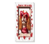 Couverture de porte Cavalier King Charles Spaniel 91,4 x 183 cm, Valentine amusante à suspendre pour porte d'entrée, décoration de porte d'entrée, fournitures d'intérieur et d'extérieur pour chien