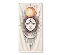 Couverture de porte céleste décorative, motif artistique soleil et lune, bannière de porte d'entrée, décoration d'intérieur ou d'extérieur, toile de fond saisonnière à suspendre pour festivals, 91,4 x