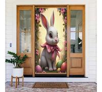 Couverture de porte classique avec impression de lapin n° 84 - Bannière décorative pour intérieur/extérieur, printemps, été, automne, hiver, Halloween, Noël