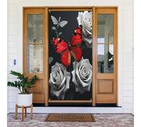 Couverture de porte classique avec imprimé papillon marron n° 648 - Bannière décorative pour intérieur/extérieur, printemps, été, automne, hiver, Halloween, Noël