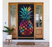 Couverture de porte colorée en forme d'ananas animé, bannière de porte de bienvenue, bannière de cour, bannière de fond photo, bannières de porche printemps été saisonnière décoration de fête