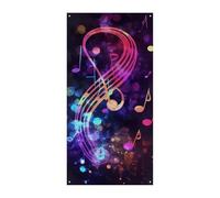 Couverture de porte colorée Galaxy Note de musique Bannière de bienvenue Panneau d'entrée Bannière de fête de vacances Décorations de fête d'anniversaire Bannière pour célébrations festives 177,8 x