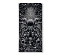 Couverture de porte d'araignée d'Halloween - Bannière décorative gothique - Motif crâne - Décoration d'intérieur et d'extérieur effrayante - Fournitures de vacances de festival - 91,4 x 183 cm