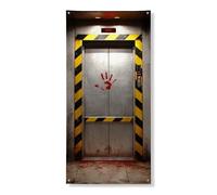 Couverture de porte d'ascenseur effrayante - Bannière décorative vintage sur le thème de l'horreur - Design effrayant pour fête d'Halloween, décoration intérieure ou extérieure - 91,4 x 183 cm