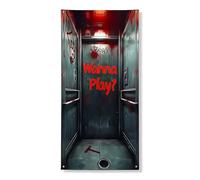 Couverture de porte d'ascenseur effrayante pour décoration d'Halloween, texte rouge effrayant, thème foncé, fournitures de fête d'intérieur et d'extérieur, 91,4 x 183 cm