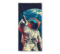 Couverture de porte d'astronaute cosmique - Imprimé vintage explorateur spatial - Décoration murale à suspendre sur le thème de la science-fiction - Décoration intérieure et extérieure - Décoration de
