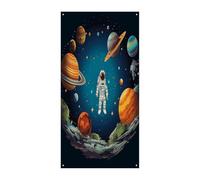Couverture de porte d'astronaute spatiale - Bannière décorative à suspendre pour porche, intérieur et extérieur - 180 x 89 cm