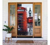 Couverture de porte de 90 x 180 cm, bannière rétro de porte de téléphone de Londres de Londres de l'Angleterre - Toile de fond saisonnière pour porche - Décoration de fête pour intérieur ou extérieur