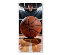 Couverture de porte de basket-ball décorative, motif ballon orange sportif pour décoration de jour de match, intérieur et extérieur, 91,4 x 183 cm
