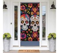 Couverture de porte de bienvenue à fleurs colorées - 180 x 89 cm - Bannière de porte avec corde - Toile de fond de porche - Décoration saisonnière à suspendre pour porte d'entrée, maison, jardin, cour