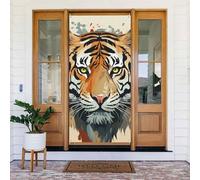 Couverture de porte de bienvenue au printemps - Grande bannière à suspendre - Année du tigre - Panneau de bienvenue - Panneau de bienvenue pour porte et fenêtre - Décoration extérieure saisonnière