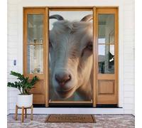 Couverture de porte de bienvenue au printemps - Grande bannière à suspendre - Docile chèvre - Panneau de bienvenue - Panneau de porte de porte - Rideaux de fenêtre - Fond de photographie - Décoration