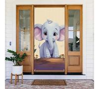 Couverture de porte de bienvenue au printemps - Grande bannière à suspendre - Éléphant mignon - Panneau de bienvenue - Panneau de bienvenue - Pour porte et fenêtre - Décoration extérieure saisonnière