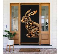 Couverture de porte de bienvenue au printemps - Grande bannière à suspendre - Icône de lapin - Panneau de bienvenue - Panneau de bienvenue - Pour porte et fenêtre - Décoration extérieure saisonnière