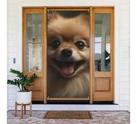 Couverture de porte de bienvenue au printemps - Grande bannière à suspendre - Joli panneau de bienvenue de Poméranie - Panneau de porche français - Rideaux de porte et fenêtre - Fond de photographie