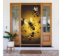 Couverture de porte de bienvenue au printemps - Grande bannière à suspendre - Motif abeille - Panneau de bienvenue - Panneau de bienvenue pour porte et fenêtre - Décoration extérieure saisonnière