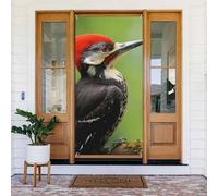 Couverture de porte de bienvenue - Bannière de porte - Fond photo - Joli pic pivert empilé - Panneau de porte occultant - Rideaux d'intimité - Rideaux de fenêtre - Rideau de placard - 183 x 90 cm