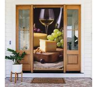 Couverture de porte de bienvenue - Bannière de porte - Fond photo - Vin blanc - Gâteau au fromage - Raisins - Panneau de porte occultant - Rideaux d'intimité - Rideaux de fenêtre - Rideau de placard