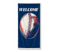 Couverture de porte de bienvenue de baseball - Décoration de porte d'entrée graphique vintage sur le thème du sport - Décoration d'intérieur ou d'extérieur - 91,4 x 183 cm