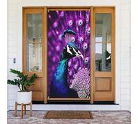 Couverture de porte de bienvenue décoration bannière de porte fond photo paon violet panneau de porte de porche occultant rideaux d'intimité rideaux de fenêtre rideaux rideaux de placard 183 x 90 cm