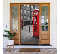 Couverture de porte de bienvenue, décoration de porte, bannière photo, arrière-plan de cabine téléphonique Londres, panneau de porte, panneau de porte, rideaux d'intimité, rideaux de fenêtre, rideaux