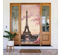 Couverture de porte de bienvenue décoration de porte bannière photo arrière-plan romantique tour de Paris panneau de porte de porche occultant rideaux d'intimité rideaux de fenêtre rideaux de placard