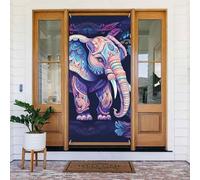 Couverture de porte de bienvenue décoration de porte bannière photo fond éléphant violet panneau de porte de porche occultant, rideaux de porte, rideaux de fenêtre, rideaux de placard 183 x 90 cm