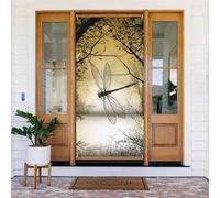 Couverture de porte de bienvenue décoration de porte bannière photo fond libellules panneau de porte occultant rideaux d'intimité rideaux de fenêtre rideaux de placard 183 x 90 cm