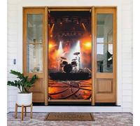Couverture de porte de bienvenue décoration de porte bannière photo fond rock concert scène porche panneau de porte occultant rideaux d'intimité rideaux de fenêtre rideaux de placard 183 x 90 cm