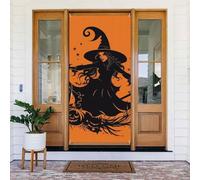 Couverture de porte de bienvenue décoration de porte bannière photo fond sorcière volante panneau de porte occultant intimité rideaux de fenêtre rideaux de placard 183 x 90 cm