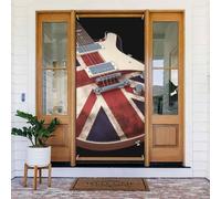 Couverture de porte de bienvenue décoration de porte bannière saisonnière panneau de porche occultant rideau d'intimité rideau de porte guitare drapeau britannique fond photo rideau rideaux rideaux