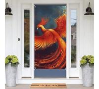 Couverture de porte de bienvenue orange et rouge Phoenix - 180 x 89 cm - Bannière de porte avec corde de fond - Toile de fond de porche - Décoration saisonnière à suspendre pour porte d'entrée, maison
