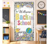 Couverture de porte de carnet de notes « Welcome Back to School » - Bannière de porte à suspendre pour premier jour d'école - Toile de fond pour salle de classe, maternelle, fenêtre primaire