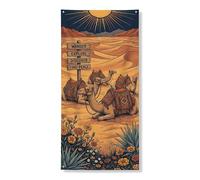 Couverture de porte de chameau du désert - Bannière décorative vintage bohème - Paysage d'aventure - Décoration murale d'intérieur ou d'extérieur - Fournitures de fête à thème de voyage d'été - 91,4 x