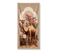 Couverture de porte de chameau rose du désert, œuvre d'art floral vintage, bannière d'entrée, décoration d'intérieur et d'extérieur, festival de printemps, 91,4 x 183 cm