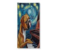 Couverture de porte de chien Boxer 91,4 x 182,9 cm, motif piano étoilé nuit à suspendre pour décoration de porte d'entrée, intérieur et extérieur, pour animal domestique chiot