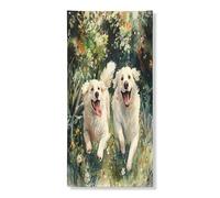 Couverture de porte de chien des Pyrénées printanières 91,4 x 183 cm, fleurs mignonnes à suspendre pour décoration de porte d'entrée, fournitures d'intérieur et d'extérieur pour entrée d'animaux