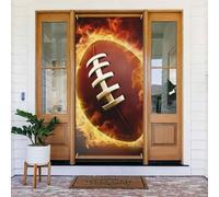 Couverture de porte de football américain flamboyant - Bannière à suspendre pour porte d'entrée - Fond photo - Printemps - Été - Décoration saisonnière - Bannière de porche pour intérieur ou extérieur