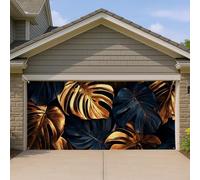 Couverture de porte de garage à feuilles tropicales, grande plante Monstera - Décoration murale pour la maison, l'intérieur et l'extérieur - Fond de fête de jardin d'été - 395 x 180 cm